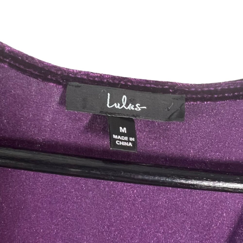 Lulus Purple Party Diva Crush Velvet Short Sleeve V Neck Wide Leg Jumpsuit Mediu - Picture 5 of 12